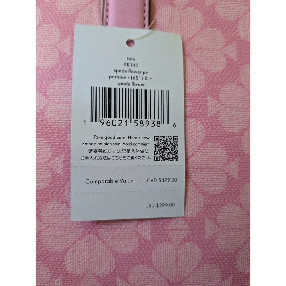 Kate Spade Tote Coquette Heart Charm Pink Valentine Flower Parisian New Preppy - Picture 3 of 12